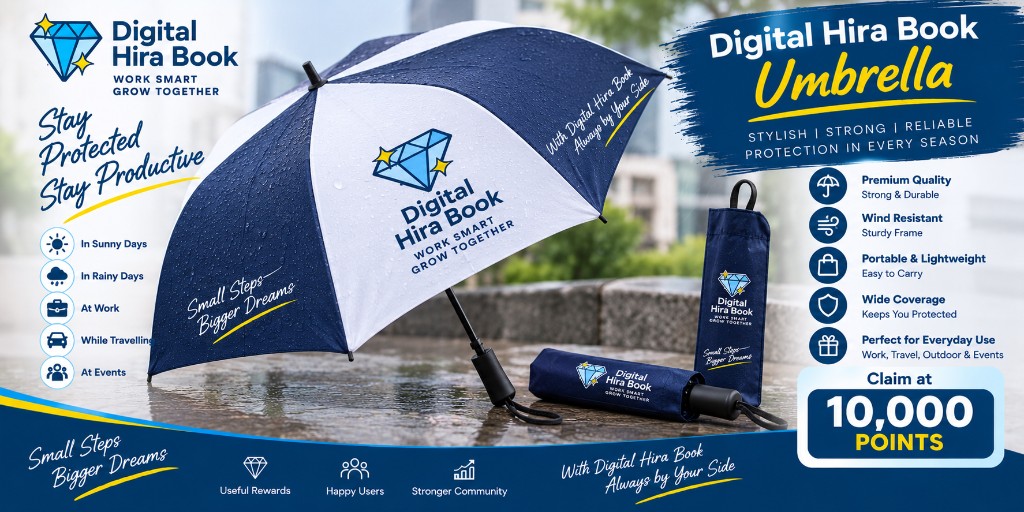 Digital Hira Book Umbrella – Branded Rain & Sun Protection Umbrella